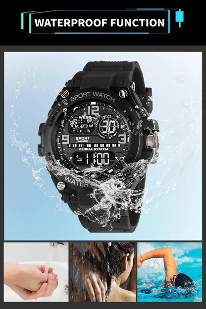 Top Luxury Electronic Watch for Man Outdoor Sport Watch Stopwatch Waterproof Calendar Digital Clock 24355 - BeeTrendyShop.COM
