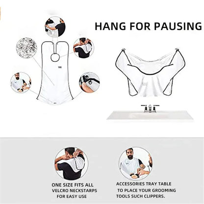 Men's Shaving Apron Beard Catcher Bib 110x70cm – Waterproof Cape with Suction Cups