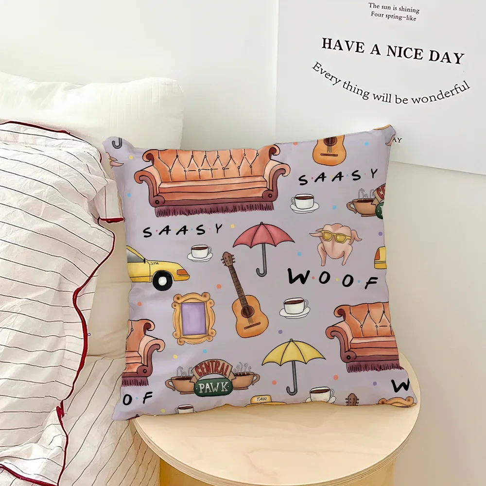 Classic Friends TV Show Cushion Cover – Sofa & Bedroom Headboard Backrest Square Pillowcase