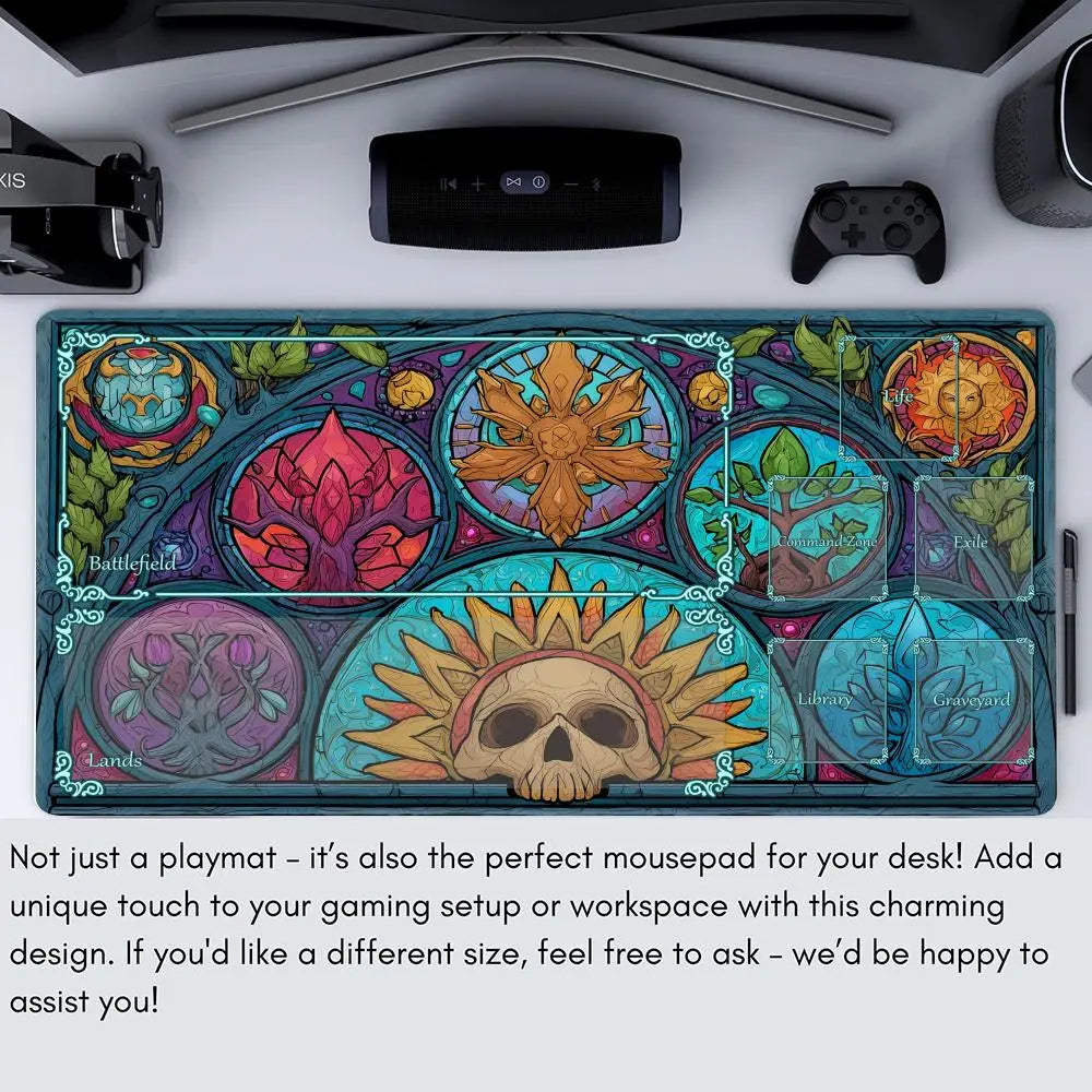 MTG Playmat – Mysterious Natural Elements Magic Card Gaming Mat with Zones | 60x35cm Desk Mat