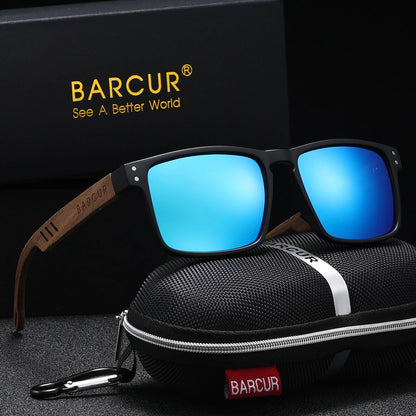 BARCUR Handmade Wood Sunglasses – Polarized UV400 Square Frame
