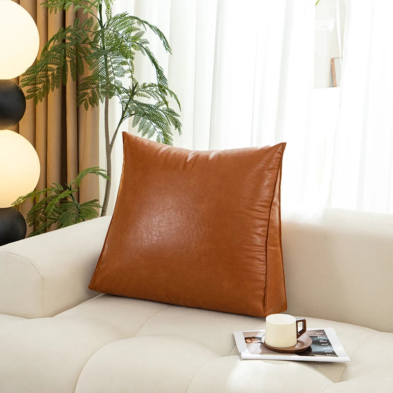 Waterproof PU Leather Triangle Headboard Cushion 60x20x50cm – Anti-Scratch Big Backrest for Bed & Tatami