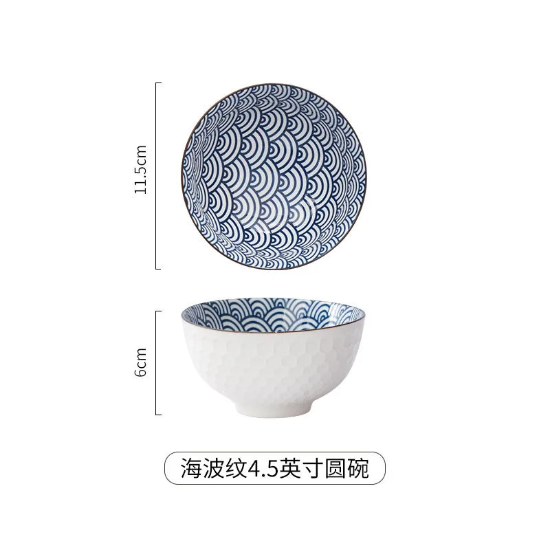 Japanese Ceramic Tableware Underglaze Color Dishes Rice Bowl