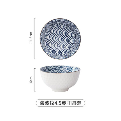 Japanese Ceramic Underglaze Rice Bowl – Colorful Tableware Dishes for Home & Restaurant