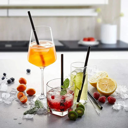 8Pcs Reusable Glass Straws – Colorful Eco-Friendly Borosilicate Drinking Straws