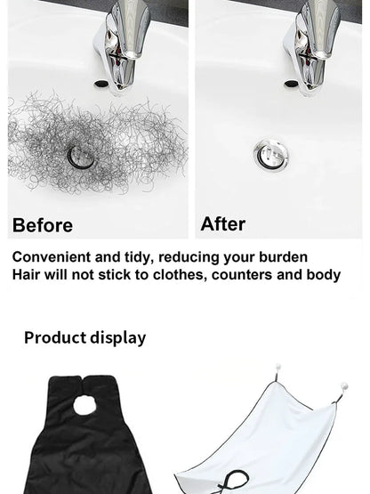 Men's Shaving Apron Beard Catcher Bib 110x70cm – Waterproof Cape with Suction Cups