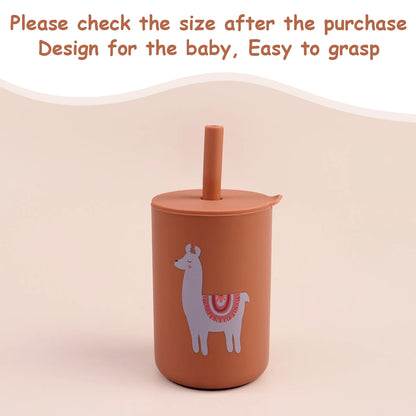 Baby Feeding Straw Cup – Anti-Hot Leakproof Silicone Toddler Water Bottle