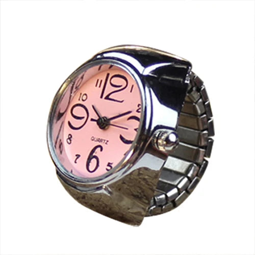 Vintage Punk Finger Watch Mini Elastic Strap Alloy Watches Couple Rings Jewelry Clock Retro Roman Quartz Watch Rings Women Men - BeeTrendyShop.COM