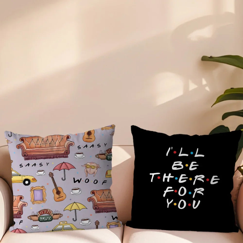 Classic Friends TV Show Cushion Cover – Sofa & Bedroom Headboard Backrest Square Pillowcase