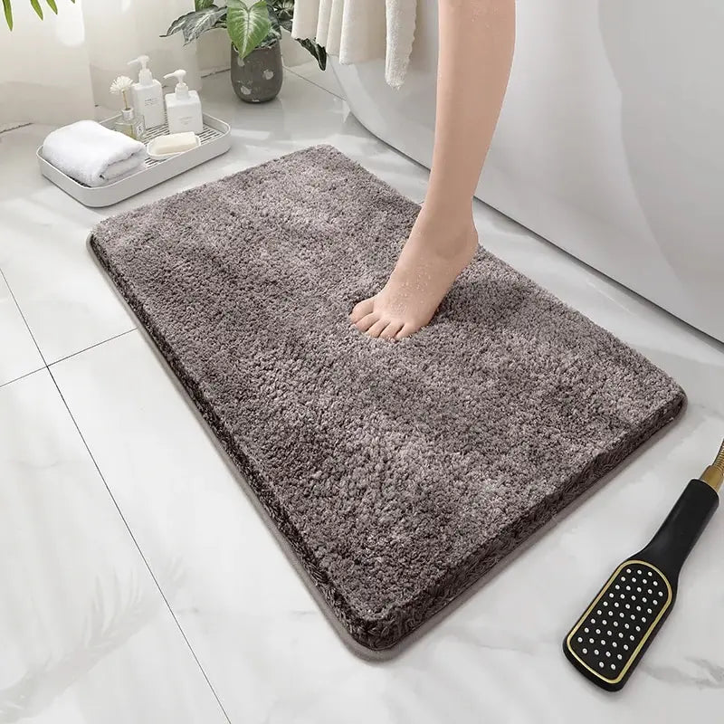 Modern Minimalist Solid Color Floor Mat, Square Long Plush, Thickened Absorbent Carpet, Bathroom Door Mat, Non Slip Mat - BeeTrendyShop.COM