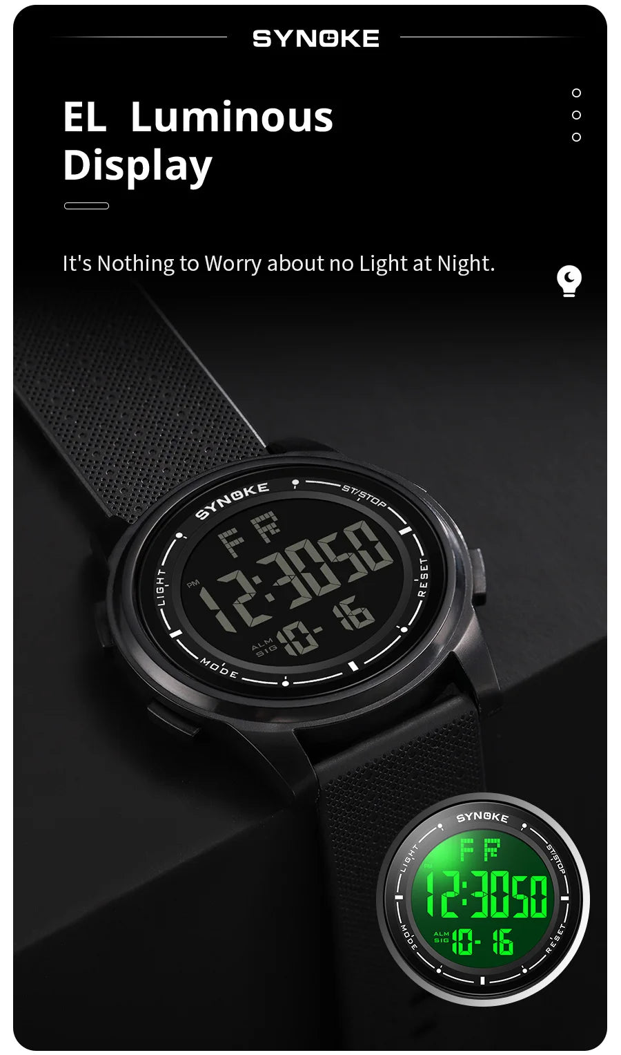 Digital Watch Waterproof with Stopwatch Alarm Ultra-Thin Super Wide-Angle Display Digital Wrist Watches For Men Women