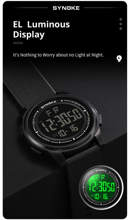 Ultra-Thin Digital Watch – Waterproof, Stopwatch, Wide-Angle Display for Men & Women