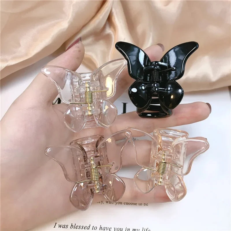 Cute Butterfly Hair Claw Clip – Korean Solid Color Small Barrette for Women