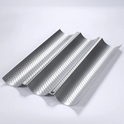French Baguette Baking Pan – Non-Stick Wavy Bread Mold for Oven & Toaster