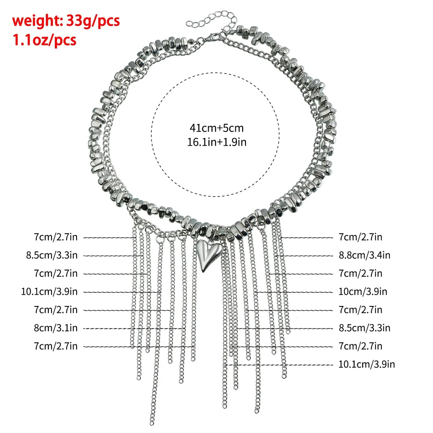 Layered Necklaces Heart Pendant Chain Jewellery Women Y2k Choker Glass Neck Collier Colar Feminino Cadenas Para Mujer for Girls