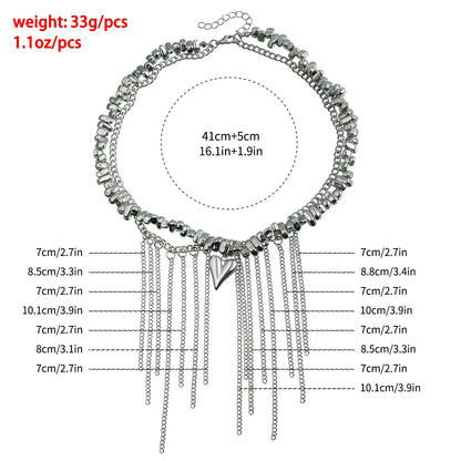 Y2K Heart Pendant Multilayer Choker Necklace – Glass & Zinc Alloy Women’s Jewelry