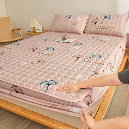 Couple Double Elastic Fitted Bed Sheet – Mattress Cover 140/160x200 Queen Size Bed Linen