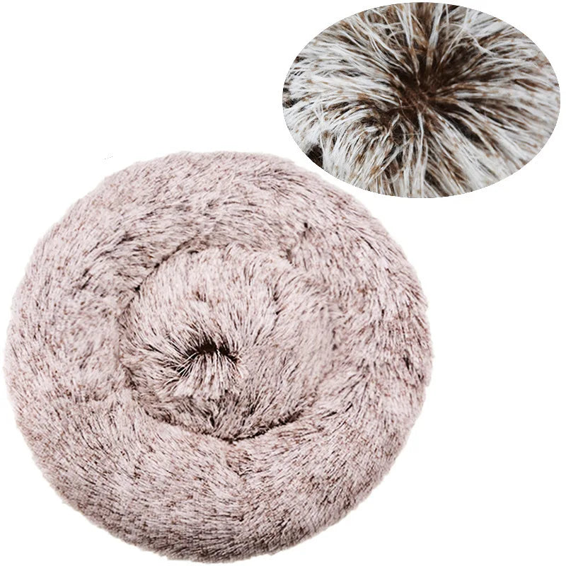 40-90cm Round Plush Pet Bed - Winter Warm Dog & Cat Bed for Medium-Large Pets