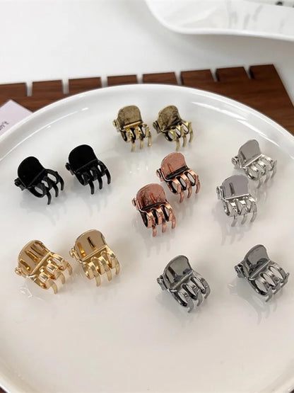 Vintage Metal Mini Hair Claw Clips – Gold, Silver & Bronze Bangs Clip for Women