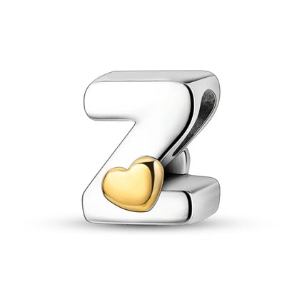 925 Sterling Silver A-Z Letter Charm Beads – Gold Alphabet DIY Birthday Jewelry