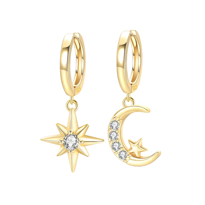925 Sterling Silver Sparkling Hoop Earrings – Moon Pearl Heart Crystal Jewelry for Women