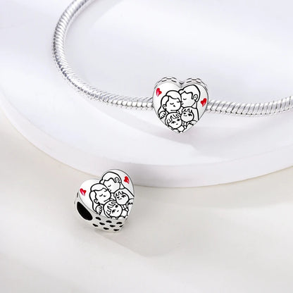 925 Sterling Silver Tree of Life & Peach Heart Charm Bead – Sweet Love DIY Jewelry