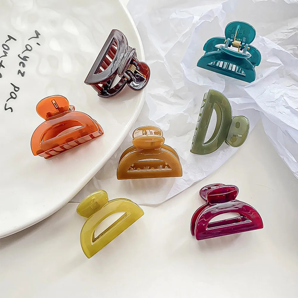 Mini Jelly Color Hair Claw Clip – Geometric Acrylic Shark Clip for Women & Girls