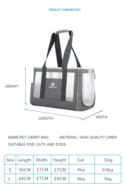 Breathable Pet Carrier Shoulder Bag – Portable Travel Handbag for Cats & Small Dogs