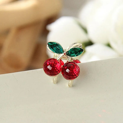 Mini Rhinestone Cherry Hair Claw Clip – Korean Style Sparkle Hairpin for Women