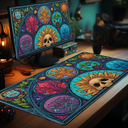 MTG Playmat – Mysterious Natural Elements Magic Card Gaming Mat with Zones | 60x35cm Desk Mat