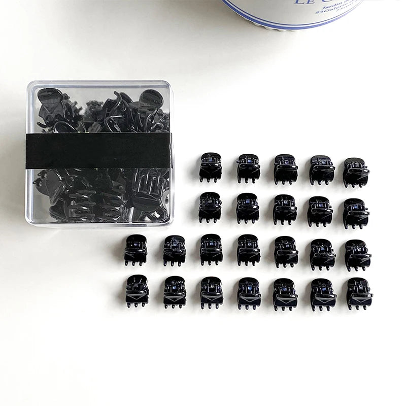 Mini Hair Claw Clips – Black Plastic Hairpins for Women, Girls & Kids
