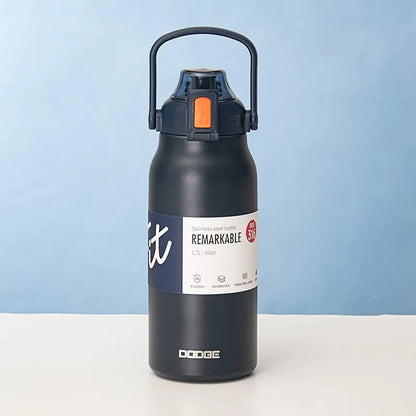 Large Capacity Stainless Steel Tumbler with Straw – Hot & Cold Vacuum Flask