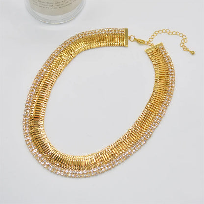 Multi-Layer Zircon Diamond Clavicle Chain Necklace – Elegant European Style for Women