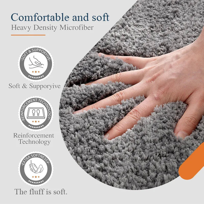 Modern Minimalist Solid Color Floor Mat, Square Long Plush, Thickened Absorbent Carpet, Bathroom Door Mat, Non Slip Mat - BeeTrendyShop.COM