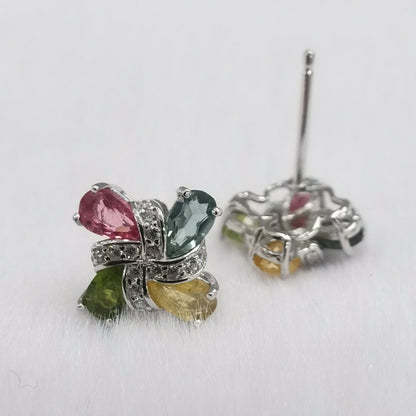 SACE GEMS 925 Sterling Silver Natural Tourmaline Stud Earrings – Fine Jewelry Gift for Women