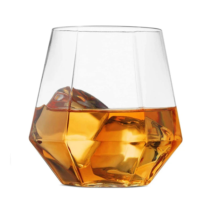 Diamond Clear Plastic Wine Glass – 360ml Party Cocktail Tumbler