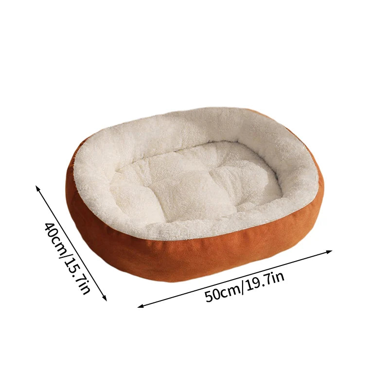 Plush Pet Bed – Soft Oval Mat for Indoor Cats & Dogs | All-Season Comfort