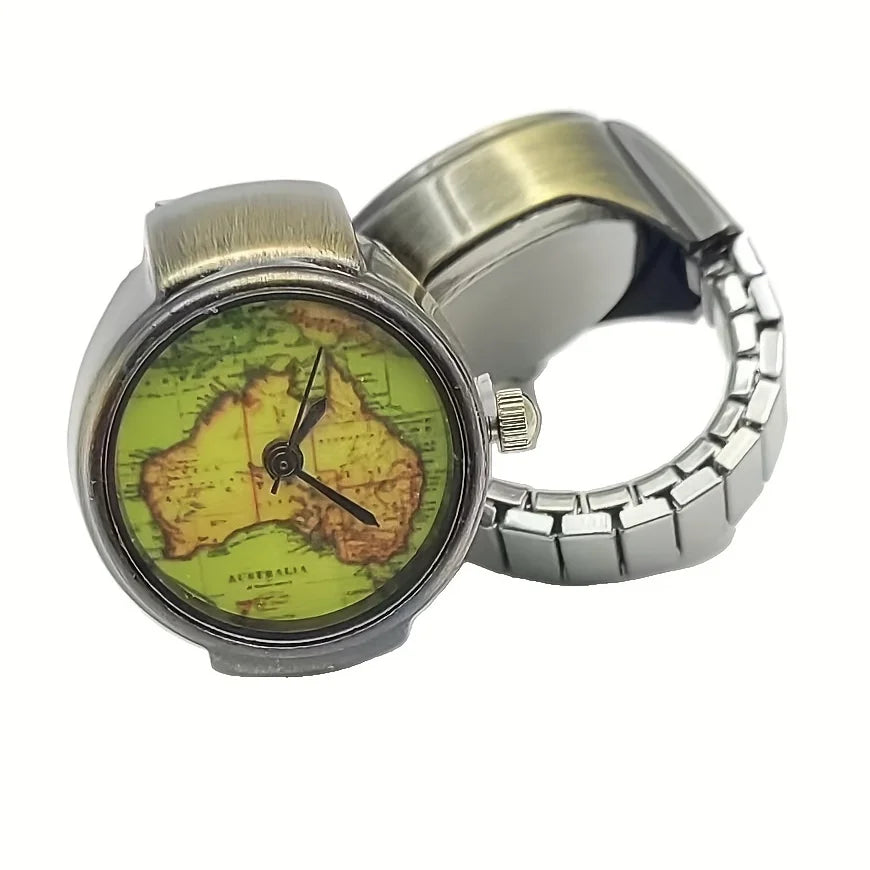 Wristwatch with a map of Australia on the dial, featuring a silver band.