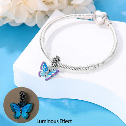 925 Sterling Silver Chameleon Luminous Butterfly Charm Bead – DIY Jewelry