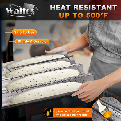 French Baguette Baking Pan – Non-Stick Wavy Bread Mold for Oven & Toaster