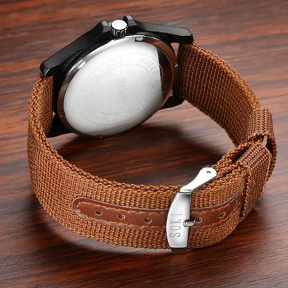 2024 New Fashionable Casual Men Watch Fashion Men's Military Watch Woven Nylon Belt Calendar Quartz Watch Часы Мужски - BeeTrendyShop.COM
