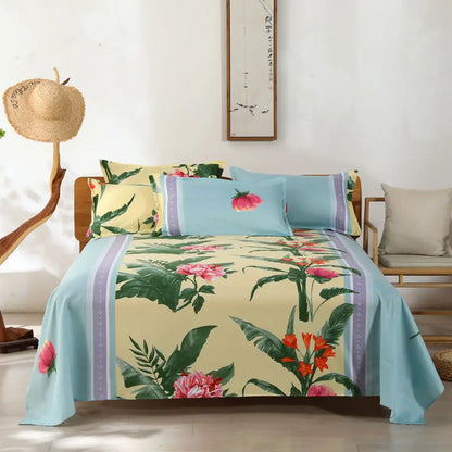 Modern Polyester Cotton Flat Bed Sheet – Soft Bed Linen for Single, Queen & King Size (No Pillow Covers)