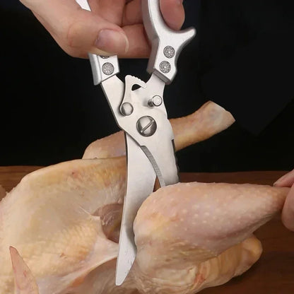 Laser Damascus Kitchen Knife Set – Cleaver, Santoku, Bread, Boning & Kitchen Scissors