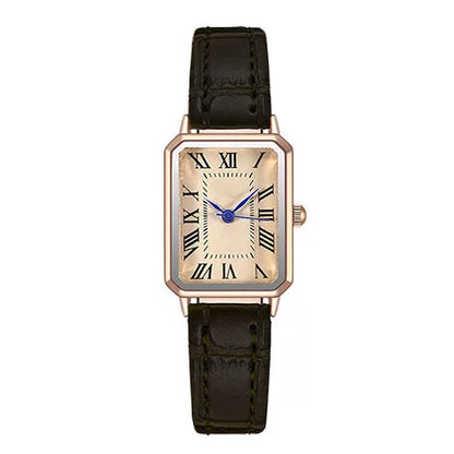 Retro Watches Classic Casual Quartz Dial Leather Strap Band Rectangle Clock Fashionable Wrist Watches for Women - BeeTrendyShop.COM
