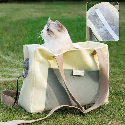 Canvas Cat Carrier Bag – Shoulder Sling & Travel Backpack for Small Dogs & Cats