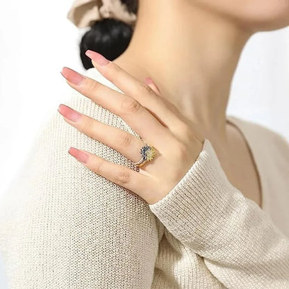 925 Sterling Silver Bow Heart Sun Moon Crystal Ring – DIY Gift Jewelry