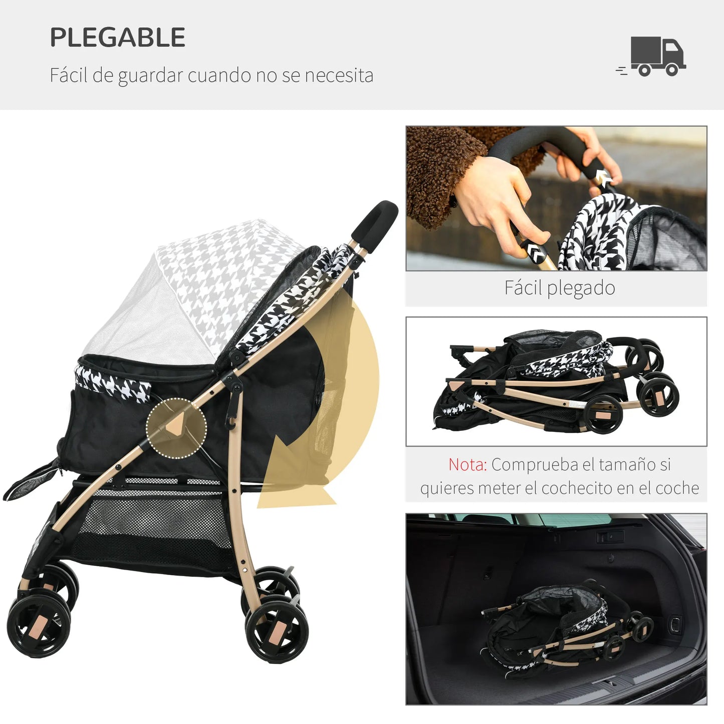 Pawhut Dual-Access Foldable Dog Stroller - Black