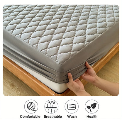 Waterproof Throw Mattress Cover Bed Fitted Sheet Mattress Protector Single/Double/140/160 Muti Size  Gray/White - BeeTrendyShop.COM