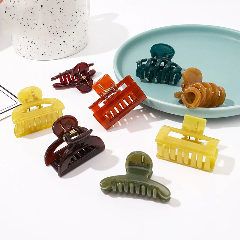 Mini Jelly Color Hair Claw Clip – Geometric Acrylic Shark Clip for Women & Girls
