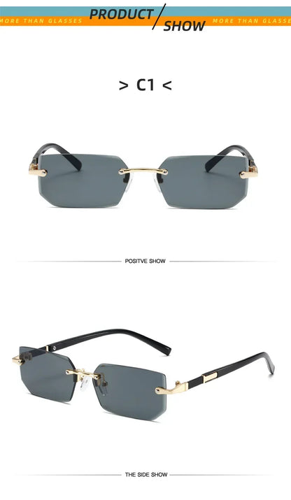 High Definition Blue Light Blocking Sunglasses – UV400 Rimless Square Eyewear